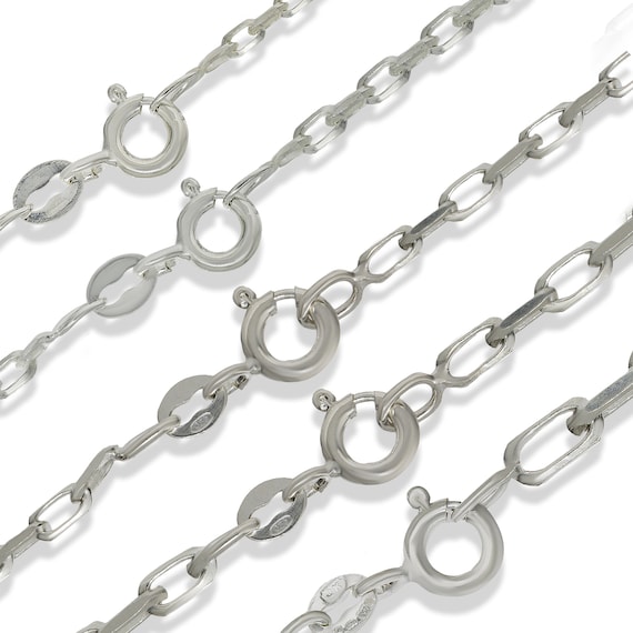 Plata Esterlina 16 /" 18/" de 20 /"ronda diamante corte Belcher Cadena Colgante Collar Caja