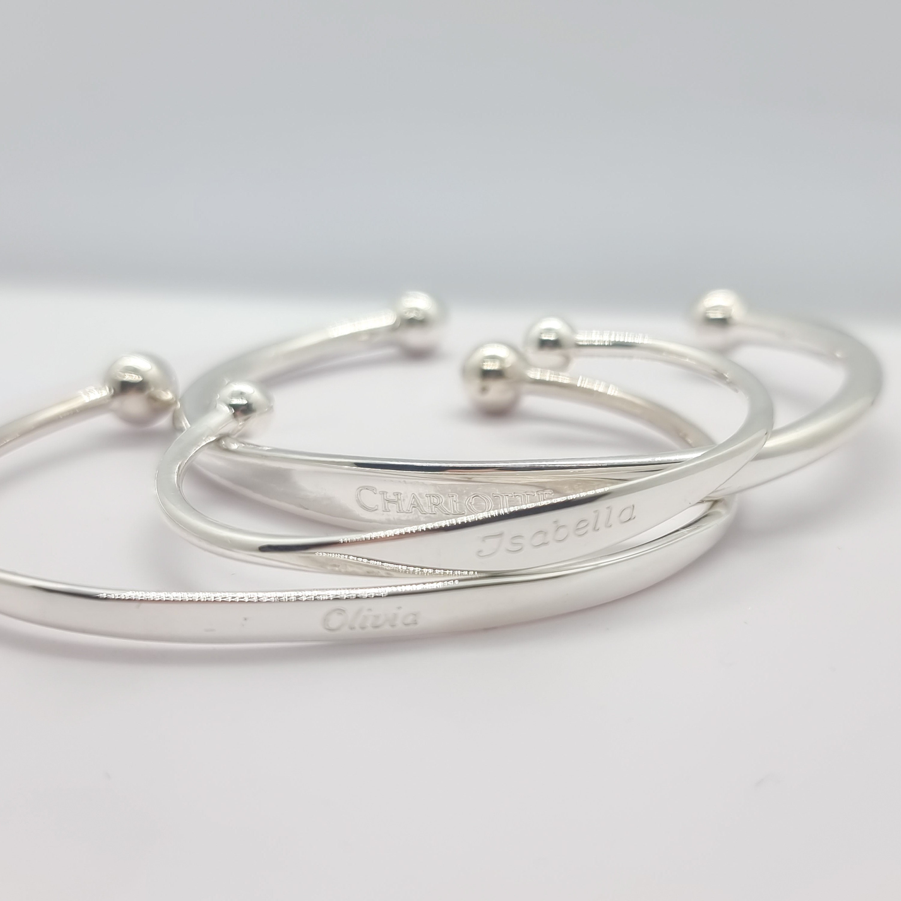 【...TABOO】Brain Bangle Sterling Silver Torque Bangles Free Engraving ID Plate Baby