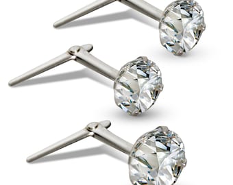 Sterling Silver Andralok Nose Studs Single Earring Cubic Zirconia White CZ Andra Pins