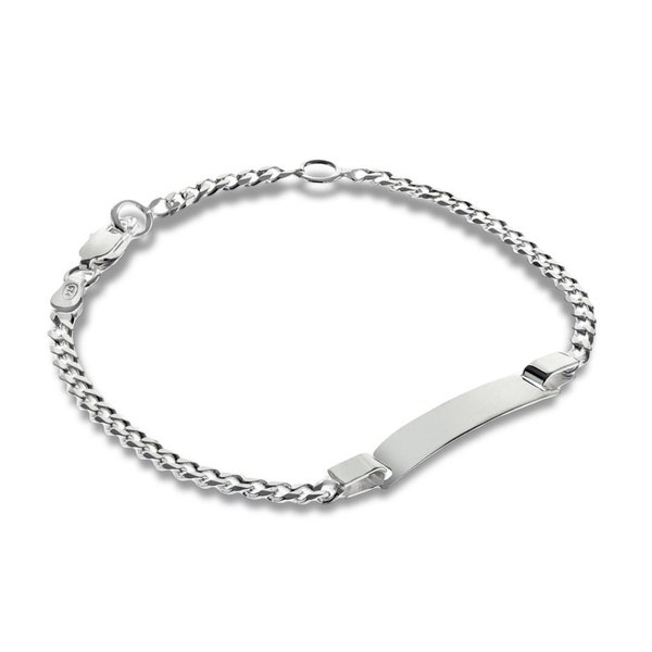 Bracelet d'identification en argent sterling avec gravure gratuite de 6,5 pouces Bracelet d'identité pour enfant Grande chaîne d'identification pour bébé, boîte cadeau gratuite