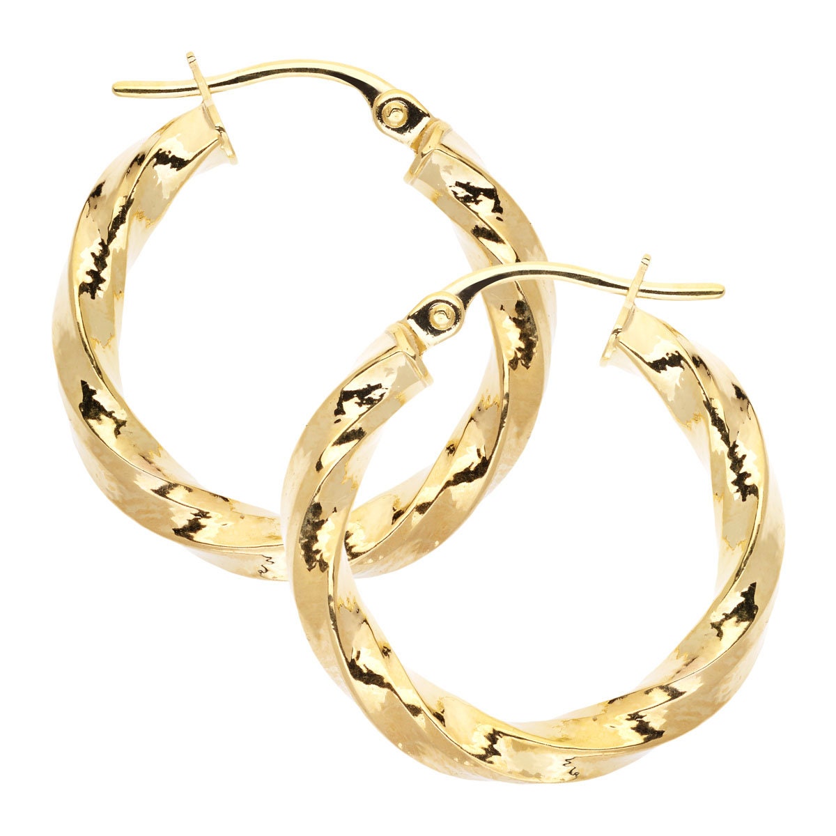 Boucles D'Oreilles Créoles En Or Jaune 14 Carats - Torsadées Et Polies - 3mm - Neuf Avec étiquettes
