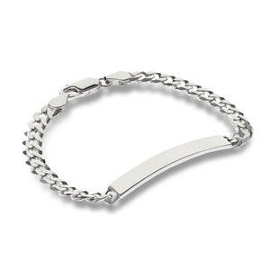 Sterling Silver ID Bracelet Free Engraving Ladies 7.6&quot; Identity Curb Chain Link Bracelet Free Gift  Box