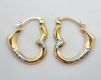Złote kolczyki w kształcie serca 9-karatowe, 18 x 16 mm, koła Creole, damskie, dziecięce