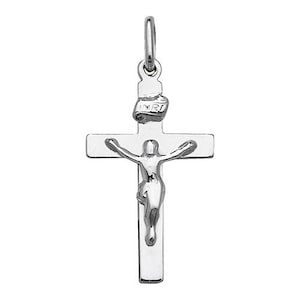 Sterlingzilveren kruis kruisbeeld Jezus rozenkrans doop platte hanger geschenkdoos