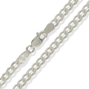 Sterling Silver Curb Chain 2.3mm 16" 18" 20" 22" 24" 30" 36" Diamond Cut Flat Link Pendant Necklace Gift Box