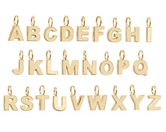 9ct Gold Initial pendants Cubic Zirconia 6mm Block Letters Name Chain Gift Box