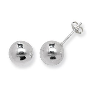 Sterling Silver Stud Earings Round Polished Ball Studs 3mm 4mm 5mm 6mm 7mm 8mm 9mm