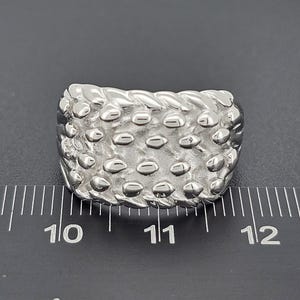 Sterling  Silver Keeper Ring 4 Row Wide Shot Knot Buckle Solid Band Large Sizes
