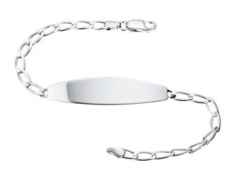 Sterling Silver ladies ID Bracelets Identity Plate 5.0mm Open Curb Chain Free Engraving Gift Box