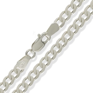 Sterling Silver Curb Chain 5.0mm 16 18 20 22 24 30 7 8 Flat Diamond Cut D/C Link Necklace Ladies Gents Bracelets Pendant Gift Box