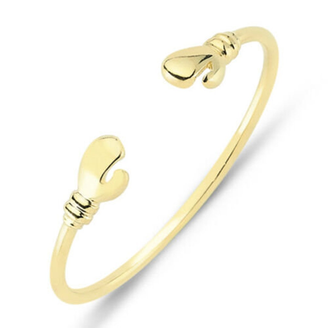 9CT Gold Baby Bangle Childrens Polished Pair of Boxing Glove Torque