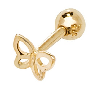 9ct Gold Knorpel Ohrring Cut Out Schmetterling Single Helix Bolzen 6MM Bar Schraube zurück Bead Pin Geschenkbox