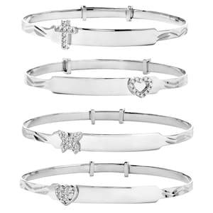 Coffret cadeau en argent sterling pour bébé, plaque d&#39;identité de baptême extensible avec gravure gratuite