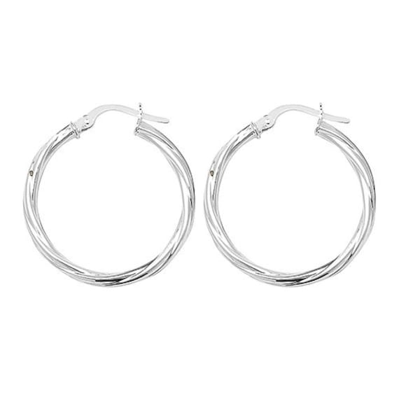 Sterling Silver 20mm x 2mm Round Hoop Earrings Sterling Silver 20mm x 2mm Round Hoop Earrings