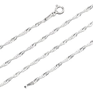 Sterling  Silver Curb Chain 2.0mm Singapore Rope 16 18 20 22 24 30 Twisted Necklace Gift Box