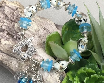 HAVE FAITH, handmade, artisan lampwork and sterling silver bracelet