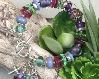 FAITH EVERLASTING, artisan lampwork and sterling silver bracelet