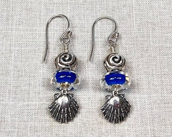 ANCIENT SEAS EARRINGS, handmade, artisan lampwork and sterling silver jewelry