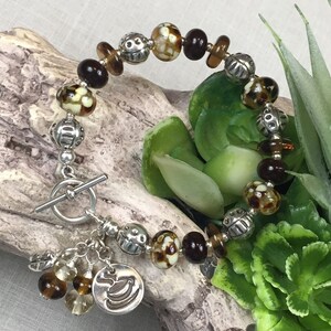JAVA JIVE, handmade, artisan lampwork and sterling silver bracelet