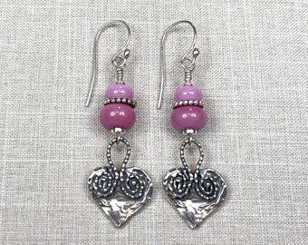 PINK PARFAIT EARRINGS, handmade, artisan lampwork and sterling silver earrings