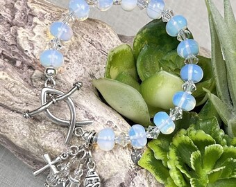 GIFT FROM GOD, handmade, artisan lampwork, Swarovski crystal, and sterling silver bracelet