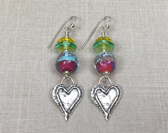 JOYFUL SPIRIT EARRINGS, handmade lampwork and sterling silver jewelry