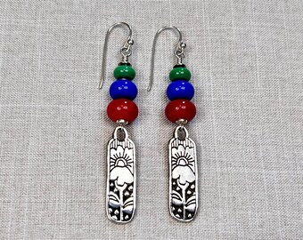 ART DECO EARRINGS, handmade lampwork and Paula Best's sterling silver jewelry