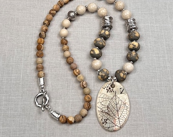 LASTING IMPRESSIONS, handmade necklace; lampwork, gemstone, and sterling silver jewelry