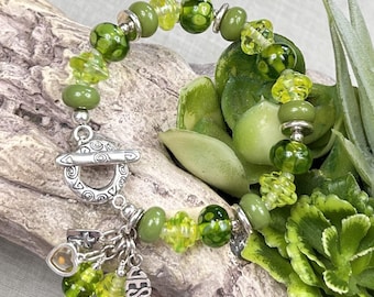 SAVED BY GRACE, handmade, artisan lampwork and sterling silver bracelet