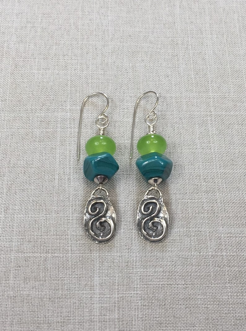 artisan lampwork and sterling silver earrings CANYON RIVER EARRINGS