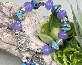 DREAM BIG, handmade lampwork and sterling silver bracelet
