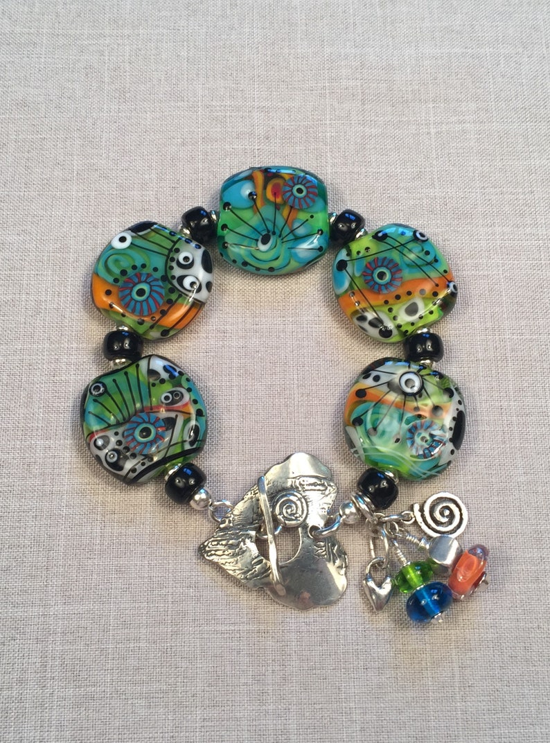 artisan lampwork and sterling silver bracelet HEART SONG