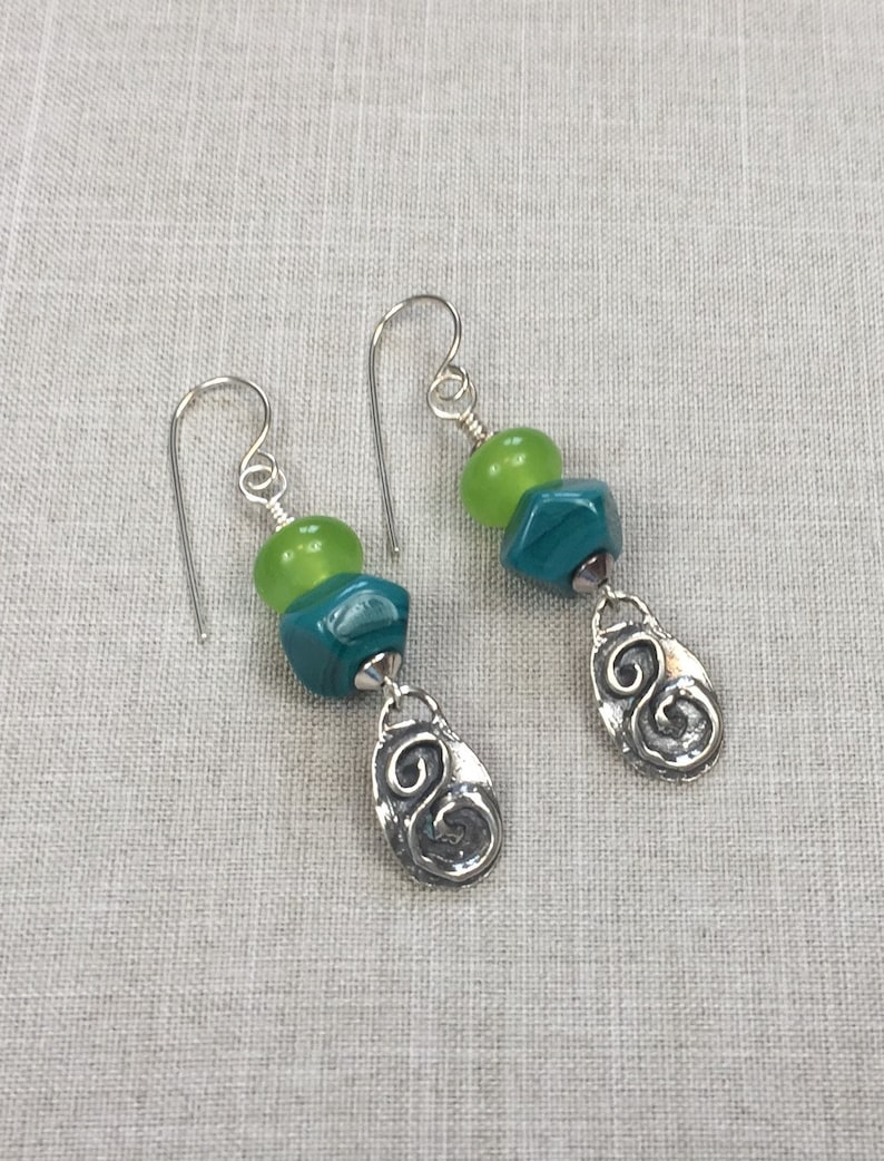 artisan lampwork and sterling silver earrings CANYON RIVER EARRINGS
