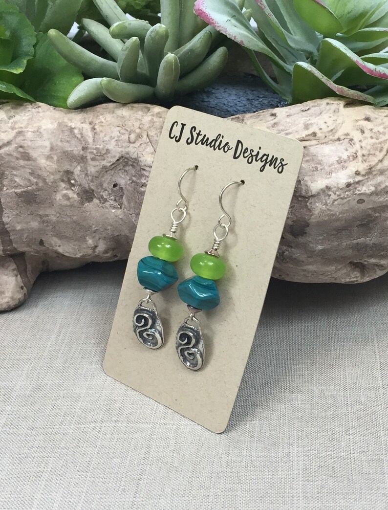 artisan lampwork and sterling silver earrings CANYON RIVER EARRINGS