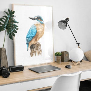 Watercolour Kingfisher Print | Kingfisher Bird Art | Kingfisher Painting Print | Bird Lover Gift | Kingfisher painting | British Bird art