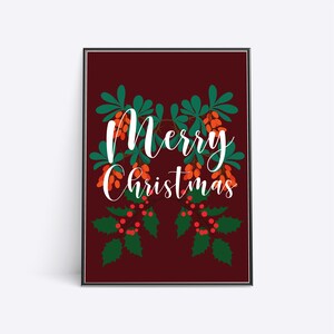 Frohe Weihnachten Druck | Weihnachtsdruck | Typografie Druck | Weihnachtsdeko | Stechpalmen Druck | Festlicher Feiertagsdruck | Weihnachtsposter