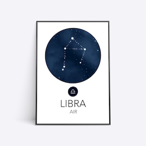 Libra Constellation Art Print | Zodiac Star Sign gift | Libra Horoscope Print | Zodiac Wall Art | Zodiac Print | Astrology Wall Art