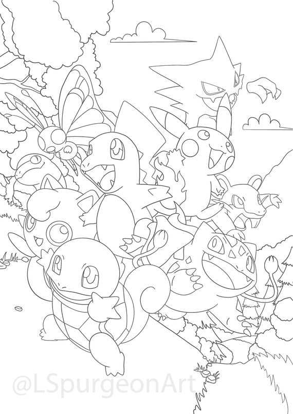 Printable Pokemon Colouring Page Indoor Activities Colouring for Kids  (Instant Download) 