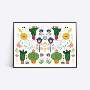 Printable Folk Art Print | Mid Century Modern | Traditional folk art print  | Scandinavian Folk Print | Affiche Scandinave