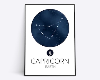 Capricorn Constellation Art Print | Zodiac Star Sign gift | Horoscope Print | Zodiac Wall Art | Zodiac Print | Astrology Wall Art