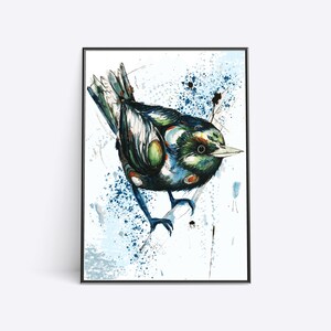 Abstract watercolour bird print | Hand painted watercolour abstract bird print