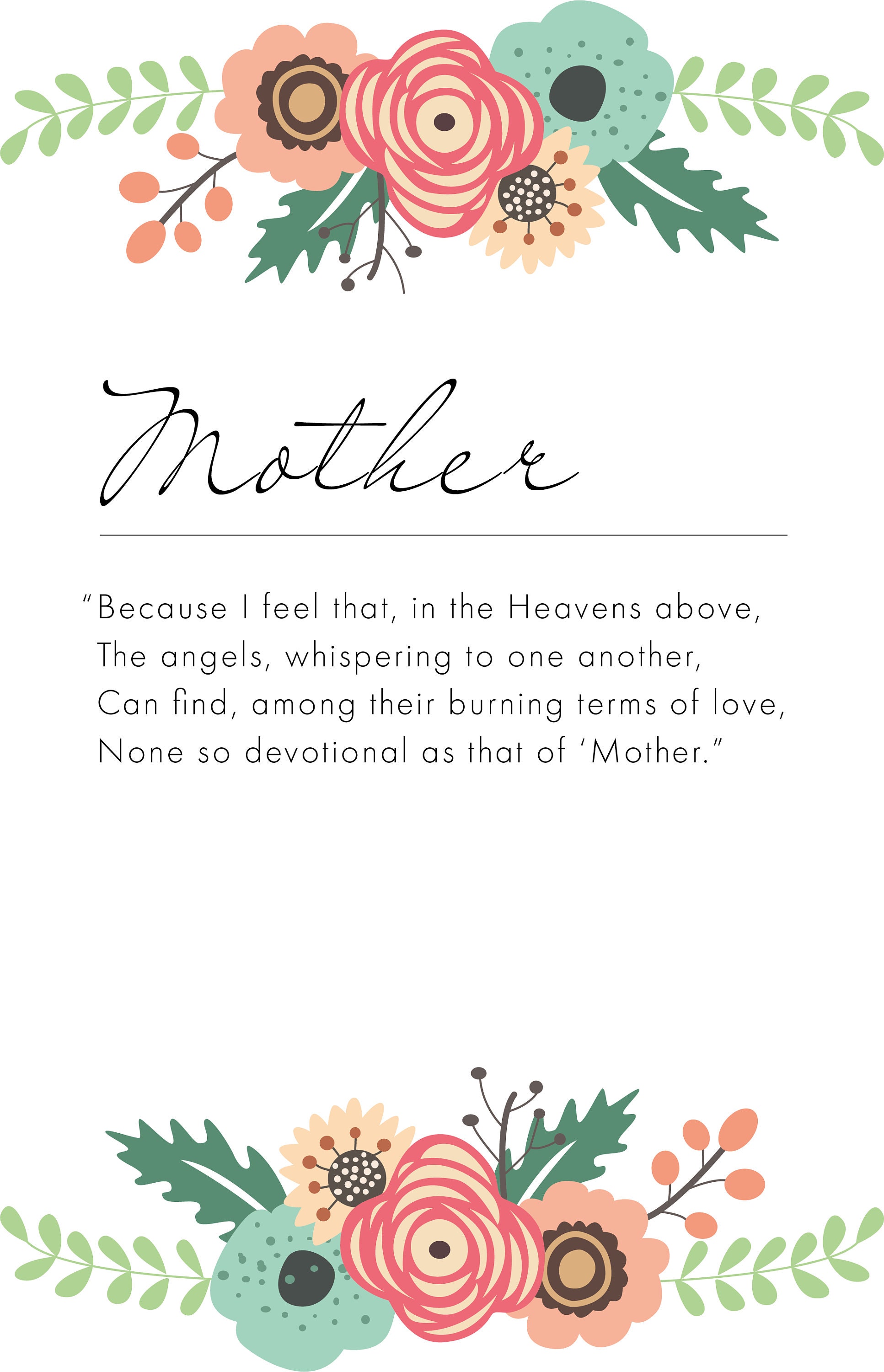 Mothers Poem Downloadable Print for Mother - Etsy