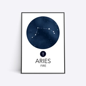 Aries Constellation Art Print | Zodiac Star Sign gift | Horoscope Print | Zodiac Wall Art | Zodiac Print | Astrology Wall Art