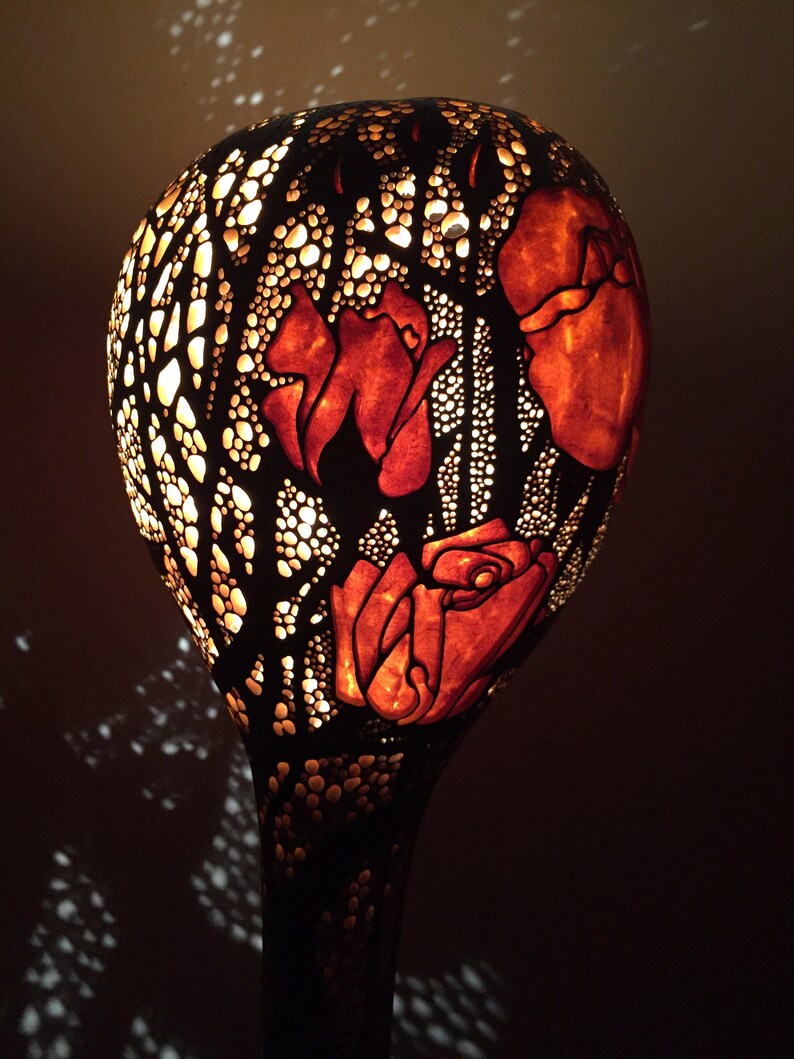 Gourd lamp roses 02 gourd lamps diy gourd lamp patterns Etsy