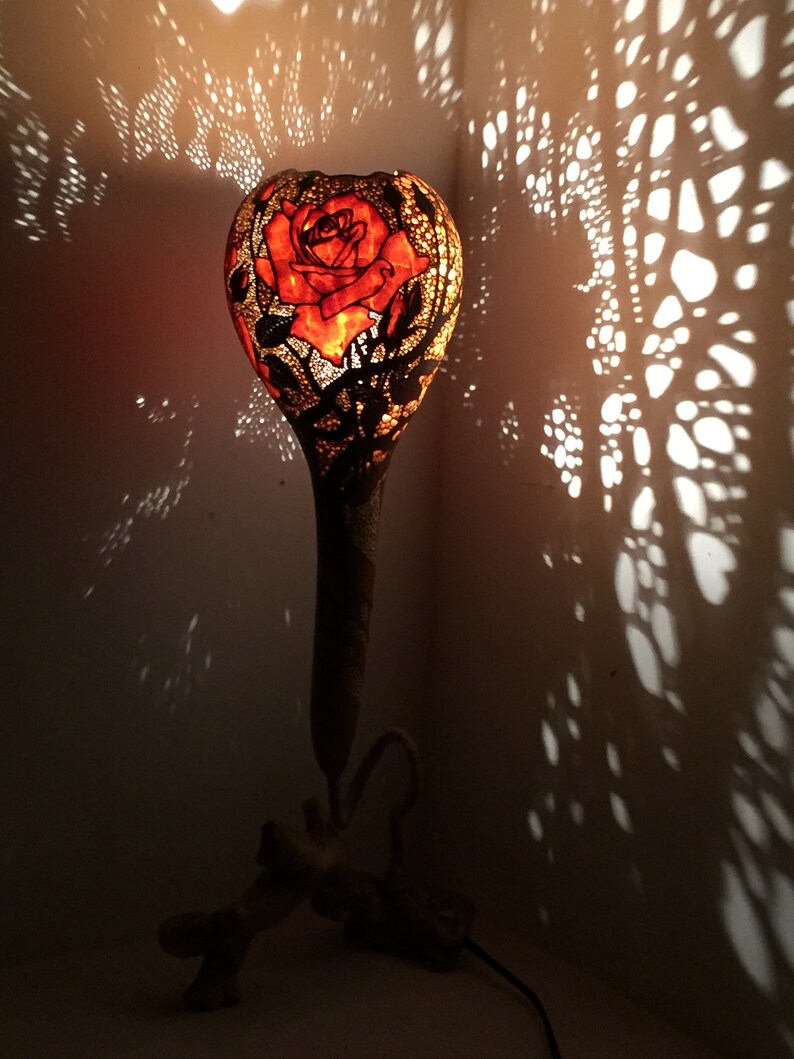 Gourd lamp roses 02 gourd lamps diy gourd lamp patterns Etsy