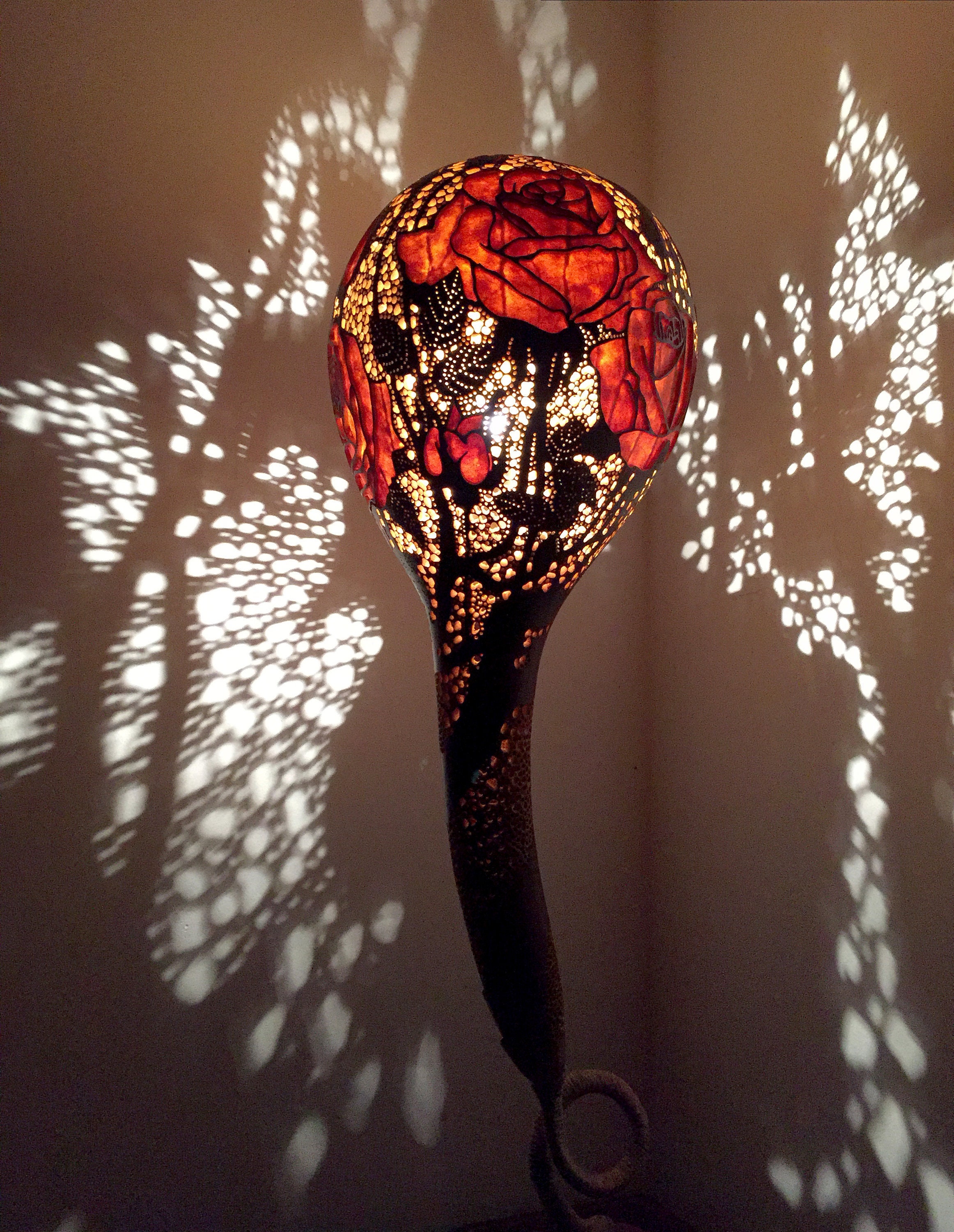 Gourd lamp roses 04 gourd lamp diy gourd table lamp gourd Etsy