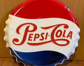 Vintage Pepsi Cola Crown Cap Enamel Sign 1950s made in South Africa