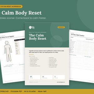 Nervous System Reset Workbook, Stress Relief Journal, Calm Body Tracker (PDF) image 1