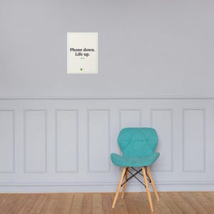 Phone Down Life Up Print, Motivational Quote Poster, Minimalist Wall Art, Self Care Home Decor, 12x16