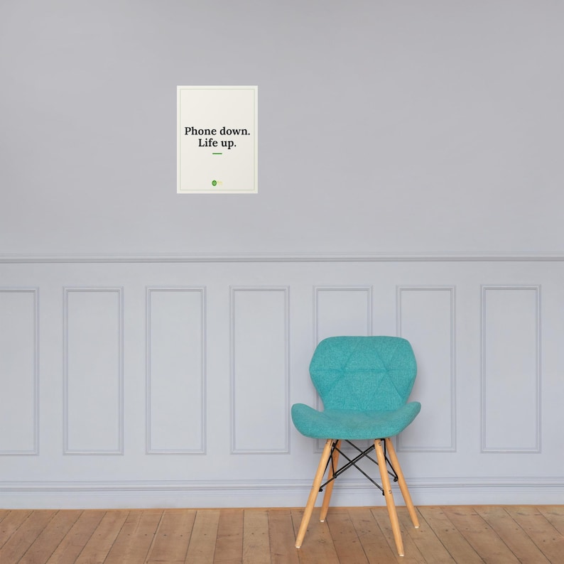 Phone Down Life Up Print, Motivational Quote Poster, Minimalist Wall Art, Self Care Home Decor, 12x16